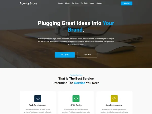 Modelo de site AgencyGrove — Negócios e agência