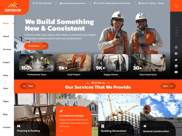 Modelo de site Architect Contractor — Imobiliária e construção